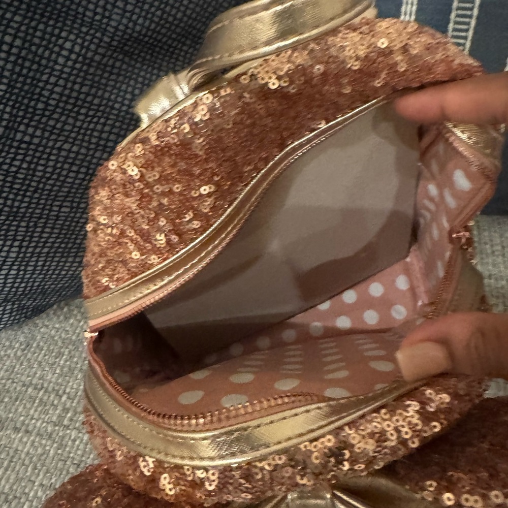 Loungefly Disney Parks Minnie Mouse Sequin Mini Backpack, Rose Gold & Adult Ears - Picture 3 of 5